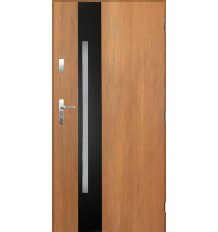 Porte d'entrée GOTAN 90 cm en acier inoxydable couleur noyer