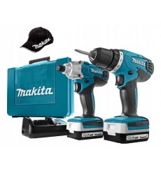 Conjunto de 2 berbequins/aparafusadoras MAKITA 14,4 V DF347 + aparafusadora de impacto TD126