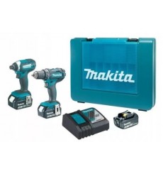 Conjunto de 2 berbequins/aparafusadoras sem fios MAKITA 18 V DDF482 + aparafusadora de impacto sem fios DTD152