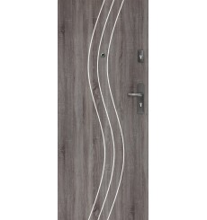 Porta d'ingresso FADIA 80 cm H1 CPL rovere grigio con spioncino e tiretto