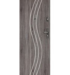 FADIA 80 cm H1 CPL porta de entrada em carvalho cinzento com buraco de espia e ferrolho