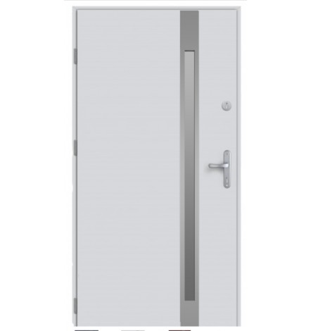 Porte d'entrée 80 cm en acier inoxydable blanc