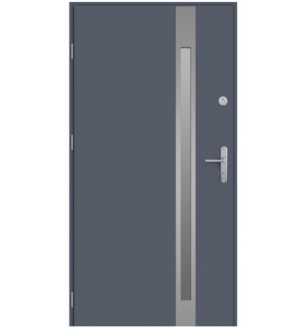 Porte d'entrée KALA 90 cm H1 en acier inoxydable Anthracite