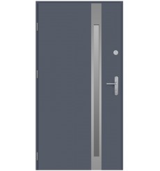 Porte d'entrée KALA 90 cm H1 en acier inoxydable Anthracite