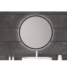 Miroir BEQUIA cadre en métal, lumineux à LED, noir texturé, plusieurs dimensions
