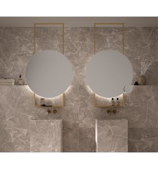 Miroir TENERIFE avec support de plafond et tablette, lumineux à LED, doré, plusieurs dimensions