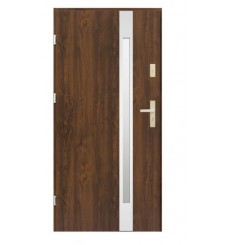 Puerta de entrada acero inoxidable KALA 90 cm H1 nogal oscuro