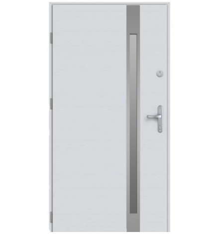 Porte d'entrée KALA 90 cm H1 en acier inoxydable noyer