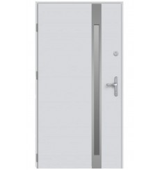 Porte d'entrée KALA 90 cm H1 en acier inoxydable blanc