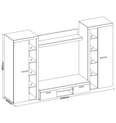 Conjunto de muebles TV RUMBA XL 300 cm en varios colores