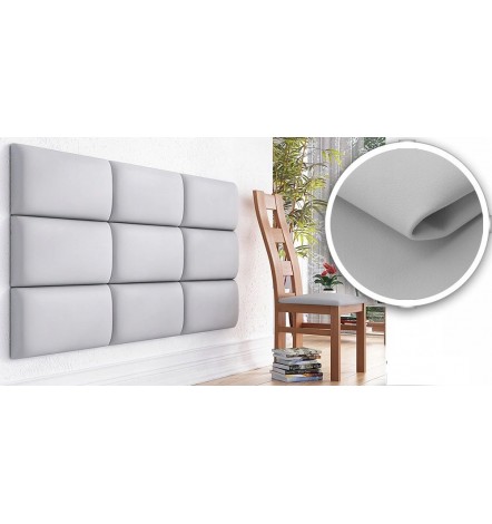 Panel acolchado para revestimiento de pared en símil cuero en blanco 60x30 cm