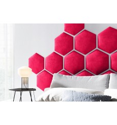 Panel de pared acolchado hexagonal HONEYCOMB fucsia 40,5 x 35,3 cm