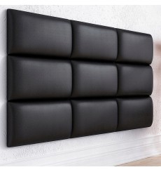 Panel de pared acolchado ITALIA en simil cuero negro 70x30cm