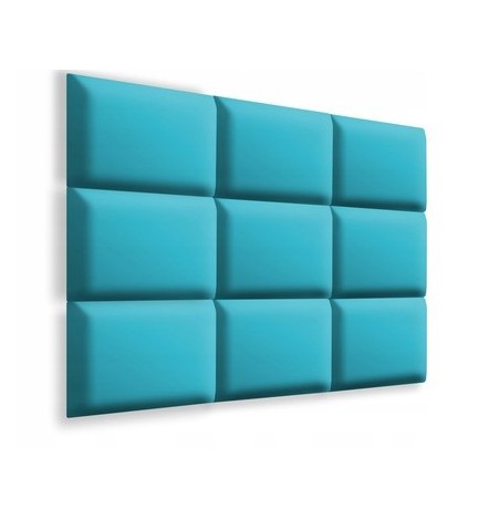 Panneau rembourré pour rêvetement mural en suède turquoise 50x30cm