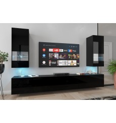 Ensemble meuble TV SEZANA noir en plusieurs dimensions - 203/226/249/273 cm