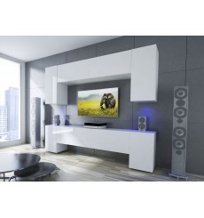 Ensemble meuble TV EKUADOR blanc en plusieurs dimensions - 240/256 cm