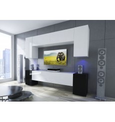 Conjunto de muebles TV EKUADOR negro y blanco en varias dimensiones - 240/256 cm