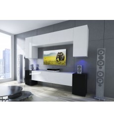 Ensemble meuble TV EKUADOR noir et blanc en plusieurs dimensions - 240/256 cm