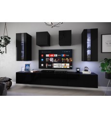 Conjunto de muebles TV SMILE negro en varias dimensiones - 249 x 35 x 186/206 cm
