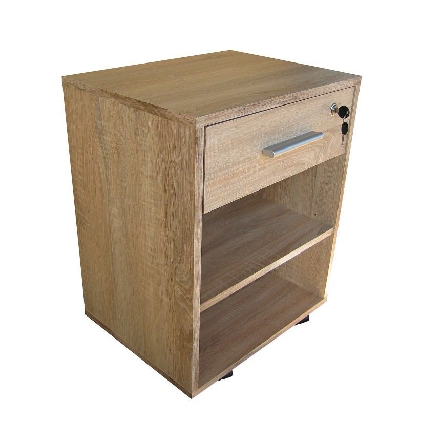 Caisson bureau LUCAS 1 tiroir 2 niches chêne 46x61 cm sur ...