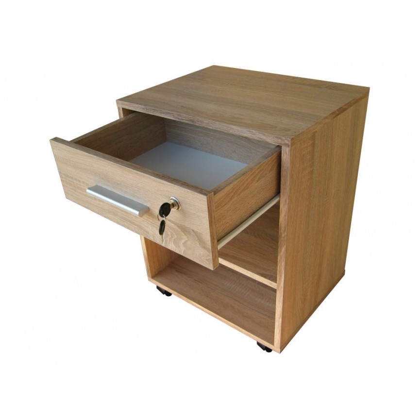 Caisson bureau LUCAS 1 tiroir 2 niches chêne 46x61 cm sur ...