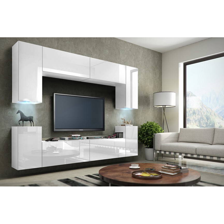 Conjunto mueble TV CONCEPT 1A blanco brillante 240 cm