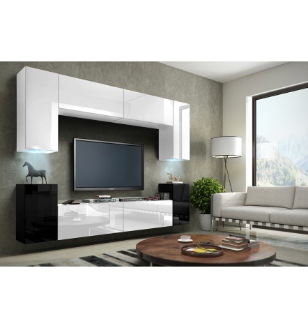 Conjunto mueble TV TV CONCEPT 1A blanco brillante 240 cm
