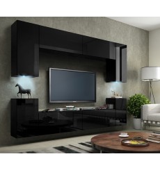 Conjunto mueble TV CONCEPT 1A negro brillante 240 cm