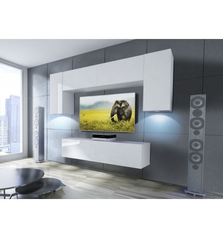 Conjunto mueble TV TV CONCEPT 1A negro y blanco brillante 240 cm