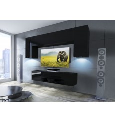 CONCEPT 2/HG/B/6-2B conjunto de móvel de TV preto brilhante de 120 cm