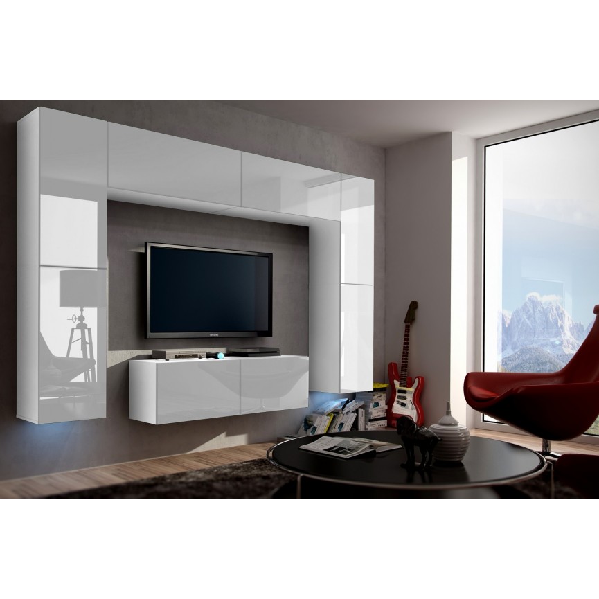 Conjunto mueble TV CONCEPT 3/HG/W/2-1B blanco brillante 120 cm