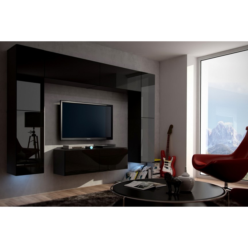 Conjunto mueble TV CONCEPT 3/HG/B/4-1B negro brillante 120 cm