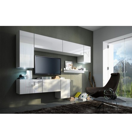 Conjunto mueble TV CONCEPT 3/HG/W/2-1B blanco brillante