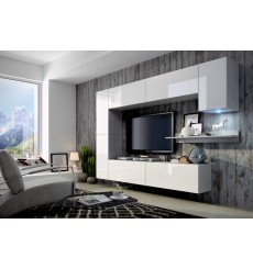 Conjunto mueble TV CONCEPT 6 blanco brillante 256 x 22-35 x 166 cm