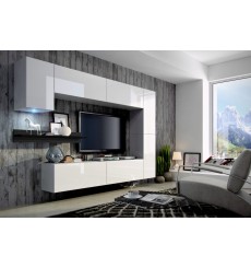 CONCEPT 6-6/HG/W/8-1B conjunto de móvel de TV branco/preto brilhante de 256 cm