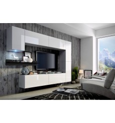 Ensemble meuble TV CONCEPT 6-6/HG/W/8-1B blanc/noir brillant 256 cm