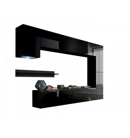 Conjunto mueble TV CONCEPT 6 negro/blanco brillante