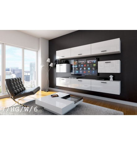 Ensemble meuble TV CONCEPT 7/HG/W/6 blanc brillant