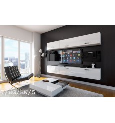 Ensemble meuble TV CONCEPT 7/HG/BW/5 blanc/noir brillant 249 cm