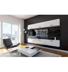 Mobile TV CONCEPT 7/HG/BW/5 bianco/nero lucido 249 cm
