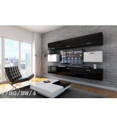 Ensemble meuble TV CONCEPT 7/HG/BW/4 noir/blanc brillant 249 cm