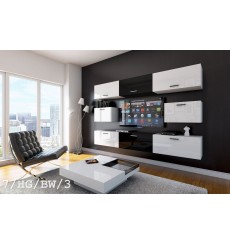 Conjunto mueble TV CONCEPT 7/HG/BW/3 blanco/negro brillante 249 cm