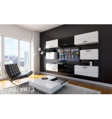 Ensemble meuble TV CONCEPT 7/HG/BW/3 blanc/noir brillant 249 cm