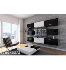 Conjunto mueble TV CONCEPT 7/HG/BW/4 blanco/negro brillante 249 cm