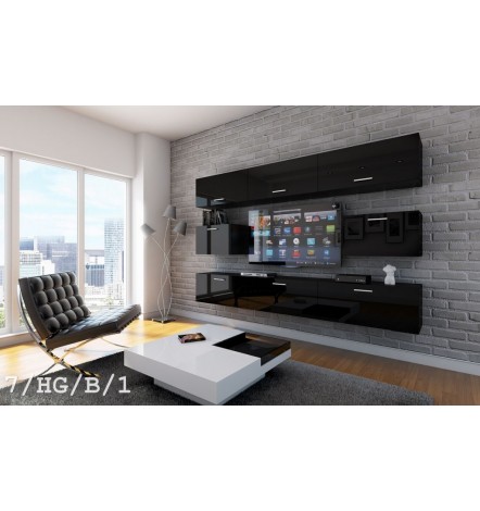 Ensemble meuble TV CONCEPT 7-7/HG/B/1 noir brillant