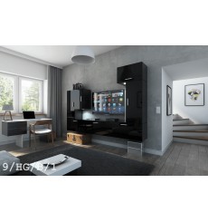 Conjunto mueble TV CONCEPT 9-9/HG/B/1 negro brillante 249 cm