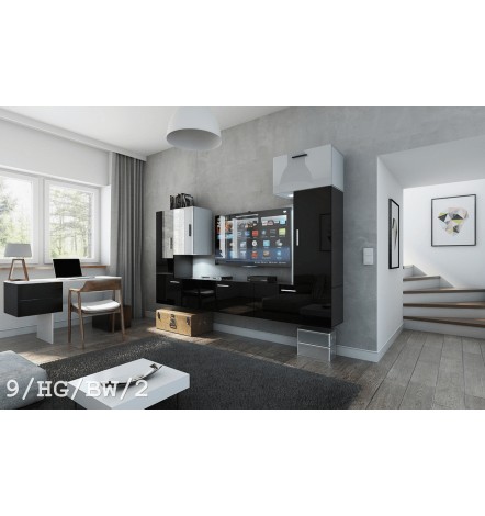 Conjunto mueble TV CONCEPT 9-9/HG/B/1 negro brillante