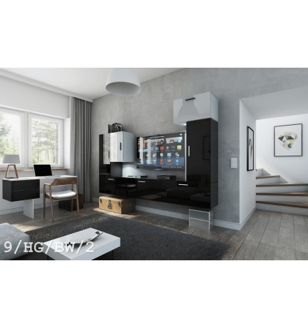 Ensemble meuble TV CONCEPT 9/HG/BW/2 noir/blanc brillant