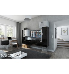 Conjunto mueble TV CONCEPT 9/HG/BW/2 negro/blanco brillante 249 cm