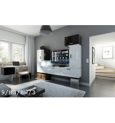 Conjunto mueble TV CONCEPT 9-9/HG/BW/3 blanco/negro brillante 249 cm
